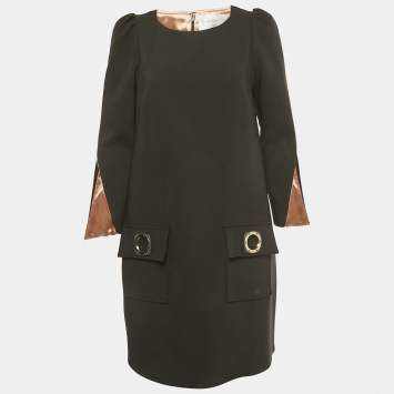 Pre Owned Elisabetta Franchi Black Crepe Passepartout Dress M