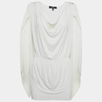 مملوكة مسبقًا Elisabetta Franchi White Jersey Cinched Waist Tunic M