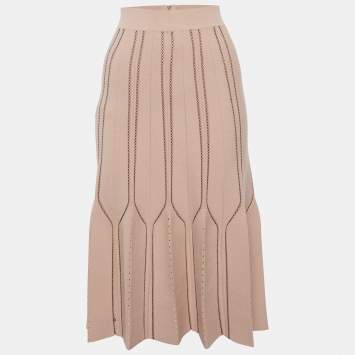Pre Owned Elisabetta Franchi Beige Knit Gonna Di Maglia Mini Skirt S