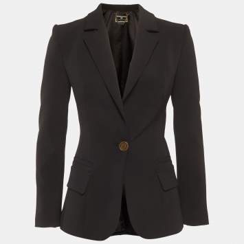 Pre Owned Elisabetta Franchi Black Crepe Blazer S
