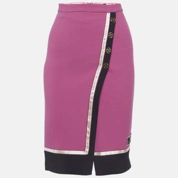 Pre Owned Elisabetta Franchi Pink Crepe Pencil Skirt S