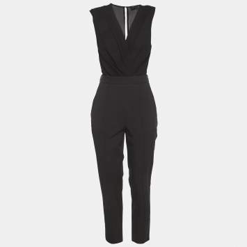 Pre Owned Elisabetta Franchi Black Crepe & Twill Jumpsuit S