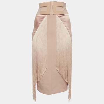 مملوكة مسبقًا تنورة قلم رصاص مزينة بشراريب وردية إليزابيتا فرانشي مقاس صغير - سمول