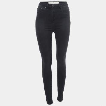 Pre Owned  Elisabetta Franchi Charcoal Black Skinny Denim Jeans S Waist 26