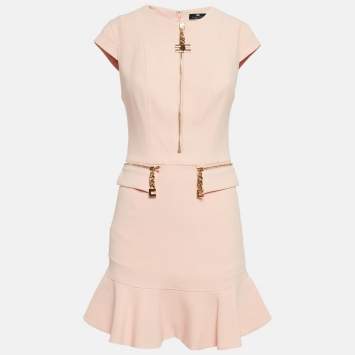 Pre Owned Elisabetta Franchi Pink Crepe Mini Dress M