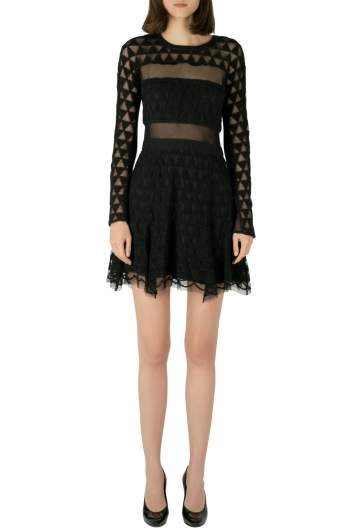 Pre Owned Elizabeth and James Black Embroidered Mesh Overlay Valencia Dress M