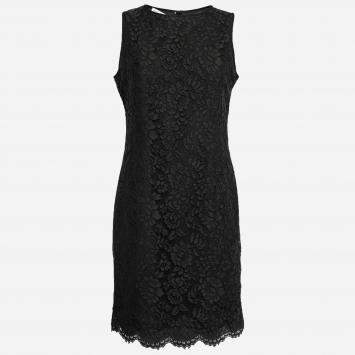 Pre Owned Emanuel Ungaro Collection Black Floral Lace Scalloped Hem Sleeveless Dress L