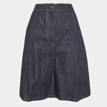 Pre Owned Emilia Wickstead Navy Denim Flared Shorts M