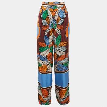 Pre Owned Emilio Pucci Multicolor Printed Silk Trousers M