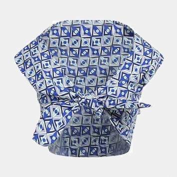 مملوكة مسبقًا Emilio Pucci Blue Printed Cotton Tie-Up Crop Top S