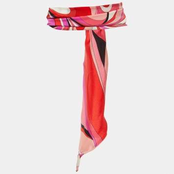 Pre Owned Emilio Pucci Multicolor Printed Silk Belt