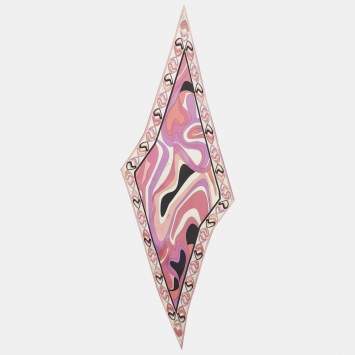 Pre Owned Emilio Pucci Pink Printed Silk Diamond Scarf