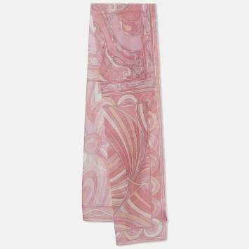 Pre Owned Emilio Pucci Pink Printed Cotton Scarf