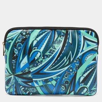 Pre Owned  Emilio Pucci Multicolor Printed Leather Laptop Case