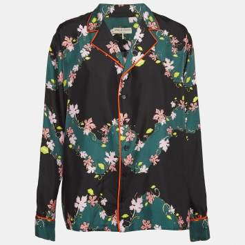 Emilio Pucci Green/Black Printed Silk Shirt S