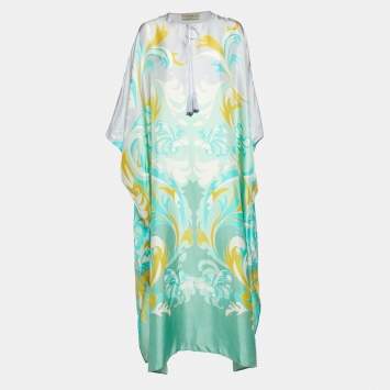 Pre Owned Emilio Pucci Multicolor Printed Silk Kaftan One Size 