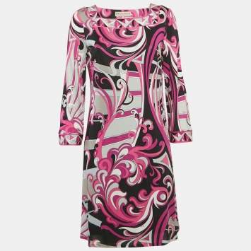 Pre Owned Emilio Pucci Multicolor Printed Jersey Mini Dress M
