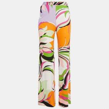 Pre Owned Emilio Pucci Multicolor Printed Jersey Trousers M
