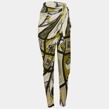 Emilio Pucci Multicolor Printed Jersey Draped Trousers S