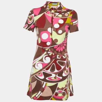 Pre Owned Emilio Pucci Multicolor Printed Knit Mini Dress M