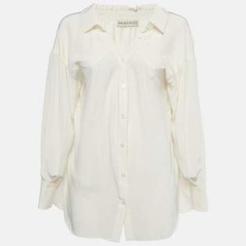 Pre Owned Emilio Pucci Off-White Silk Button Front Blouse M