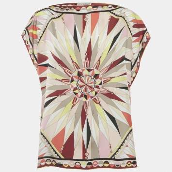 Pre Owned Emilio Pucci Multicolor Printed Silk Kaftan Tunic One Size 