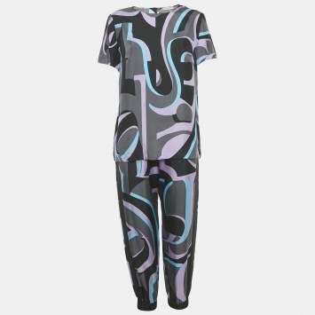 Pre Owned بلوزة وجوجرز حرير منقوش متعدد الألوان إميليو بوتشي مقاس وسط