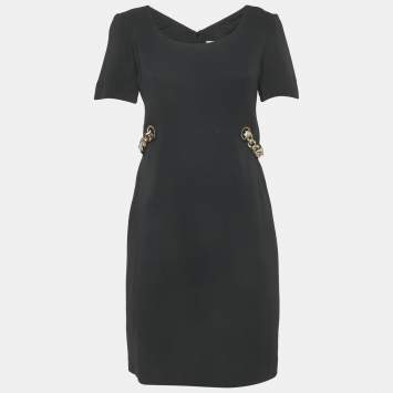 مملوكة مسبقًا Emilio Pucci Black Crepe Ribbon Details Mini Dress M