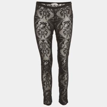 مملوكة مسبقًا Emilio Pucci Black Lace Straight Trousers S