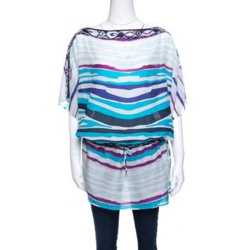 Pre Owned Emilio Pucci Multicolor Printed Cotton Voile Tunic M
