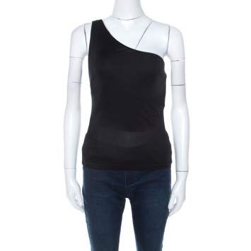 Pre Owned Emilio Pucci Black Silk Jersey One Shoulder Top M 