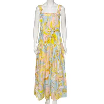 Pre Owned Emilio Pucci Multicolored Aruba Print Silk Sleeveless Dress M