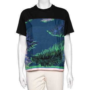 Pre Owned Emilio Pucci Multicolor Tropical Printed Cotton Short Sleeves Top M 