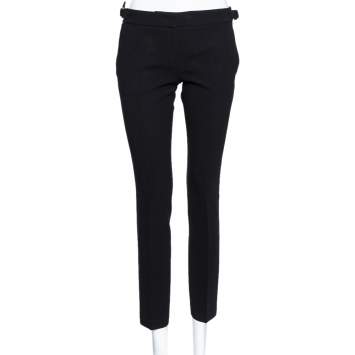 Pre Owned Emilio Pucci Black Wool tapered Leg Pants M