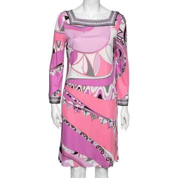 Pre Owned Emilio Pucci Multicolor Printed Jersey Dress L