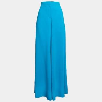 مملوكة مسبقًا Emilio Pucci Blue Crepe High Waisted Palazzo Trousers M