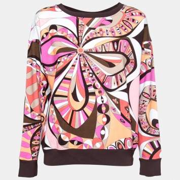 Pre Owned Emilio Pucci Multicolor Printed Cotton Sweatshirt M