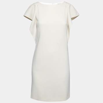 Pre Owned Emilio Pucci Light Cream Wool Crepe Short Dress S