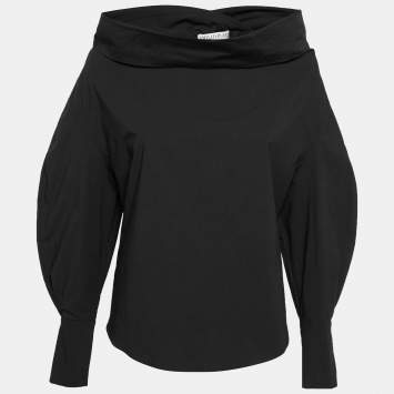Pre Owned Emilio Pucci Black Stretch Cotton Off Shoulder Shirt S