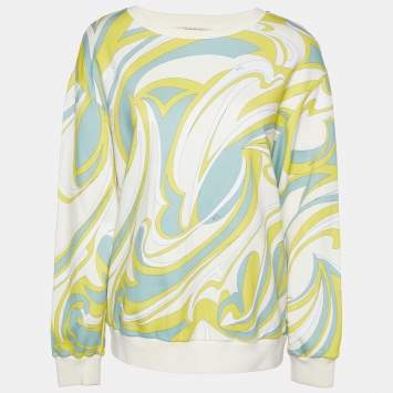 Pre Owned Emilio Pucci Multicolor Printed Cotton Knit Sweatshirt M