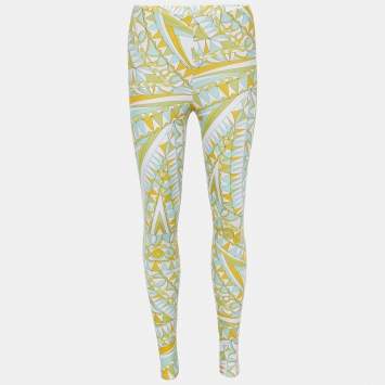 Pre Owned Emilio Pucci Multicolor Printed Jersey Leggings S
