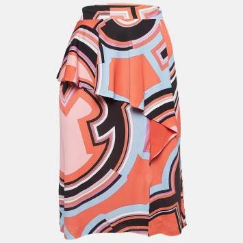 Pre Owned Emilio Pucci Multicolor Printed Jersey Short Skirt L