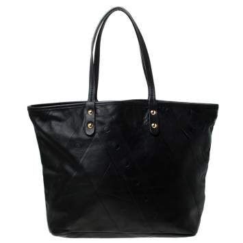 Pre Owned Emilio Pucci Black Leather Shopper Tote 