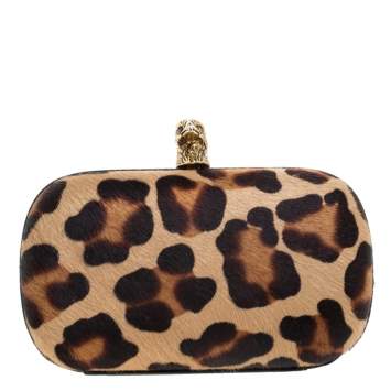 Pre Owned Emilio Pucci Brown Calfhair Eagle Box Clutch