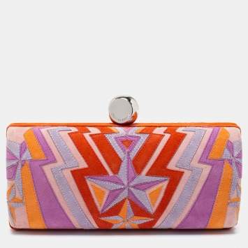 Pre Owned Emilio Pucci Multicolor Suede Patchwork Box Clutch