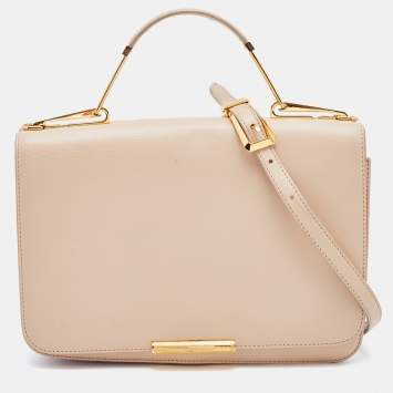 Pre Owned Emilio Pucci Beige Leather Flap Top Handle Bag
