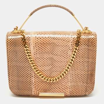 Pre Owned Emilio Pucci Brown Karung Leather Newton Shoulder Bag