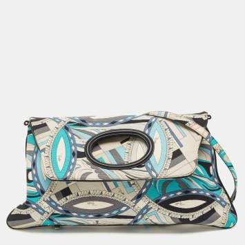Pre Owned Emilio Pucci Multicolor Printed Fabric Foldable Shoulder Bag