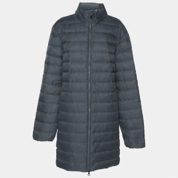Emporio Armani Grey Quilted Nylon Zip Up Jacket M