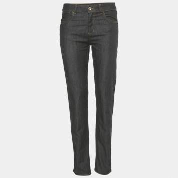 مملوكة مسبقًا بنطلون جينز إمبريو أرماني أسود بحافة مرصعة بحجارة الراين وخصر 30 بوصة جوردان دينم وسط (ميديوم)